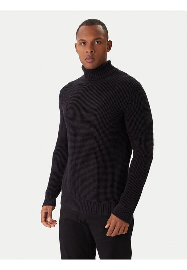JOOP! Jeans Golf Hollio 30048179 Czarny Modern Fit. Typ kołnierza: golf. Kolor: czarny. Materiał: bawełna