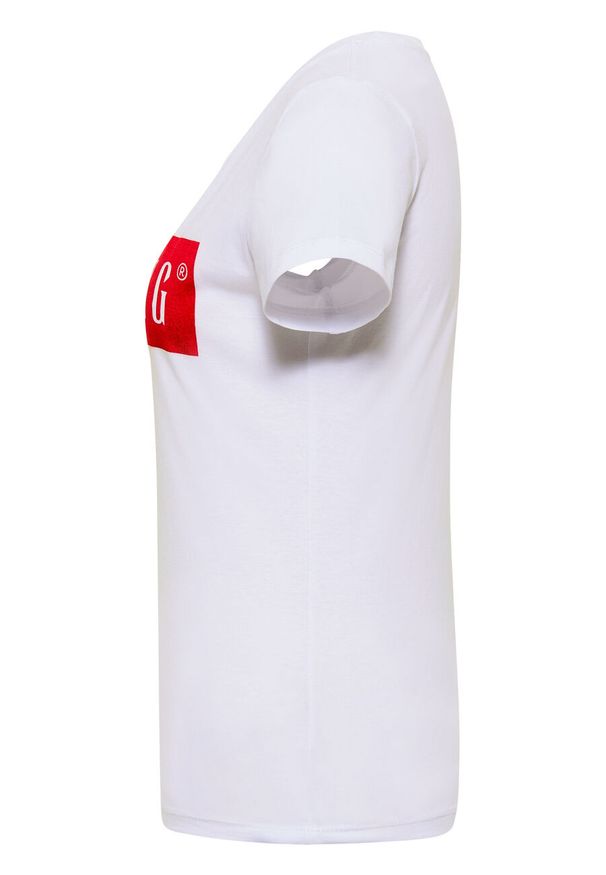 Mustang - MUSTANG ALINA C DAMSKI T-SHIRT KOSZULKA LOGO NADRUK GENERAL WHITE 1013220 2045. Wzór: nadruk