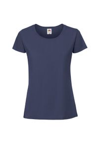 FRUIT OF THE LOOM - Koszulka Damska Iconic 195 Premium Ringspun Cotton T-shirt. Kolor: niebieski. Sport: turystyka piesza