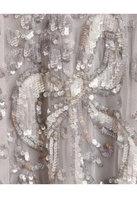 NEEDLE & THREAD - Sukienka mini Shirley Ribbon. Kolor: szary. Materiał: tiul. Wzór: aplikacja. Typ sukienki: rozkloszowane. Długość: mini