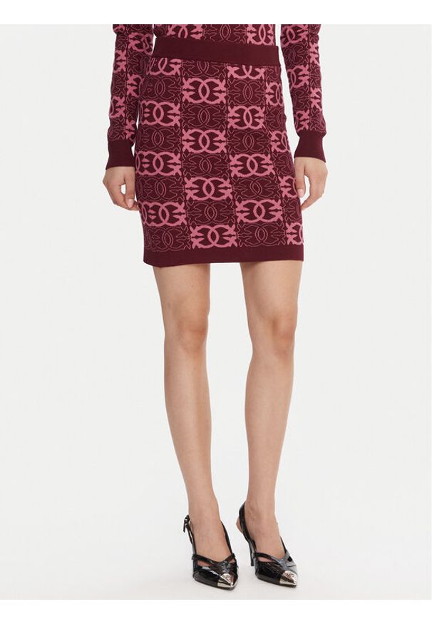 Pinko - PINKO Spódnica mini Bang Bang 106040 A2YD Bordowy Slim Fit. Kolor: czerwony. Materiał: wiskoza