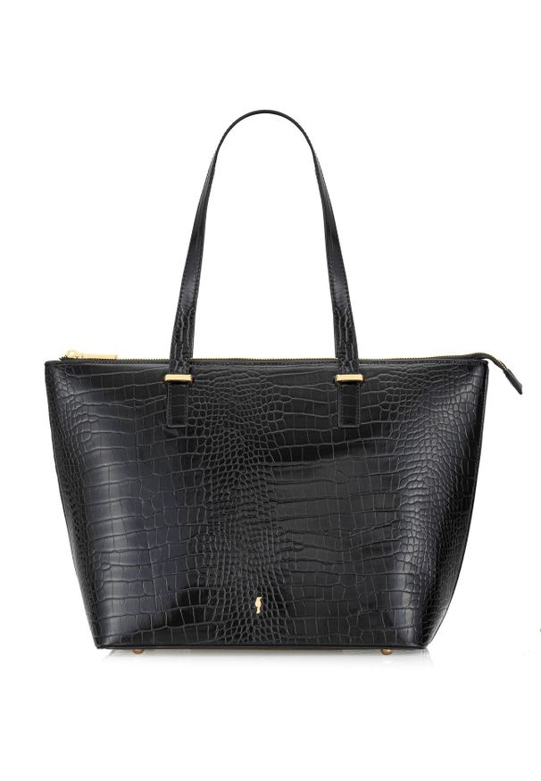 Ochnik - Elegancka torebka shopper damska. Kolor: czarny. Materiał: skórzane. Styl: elegancki