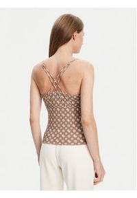 Guess Top V5YP11 MC03W Brązowy Slim Fit. Kolor: brązowy. Materiał: syntetyk #2