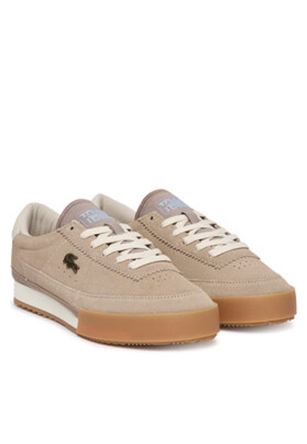 Lacoste Sneakersy Aura 51SFA0073 Beżowy. Kolor: beżowy. Materiał: skóra, zamsz