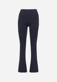 Born2be - Granatowe Spodnie Legginsy Typu Dzwony z Wysokim Stanem Melonell. Stan: podwyższony. Kolor: niebieski #5