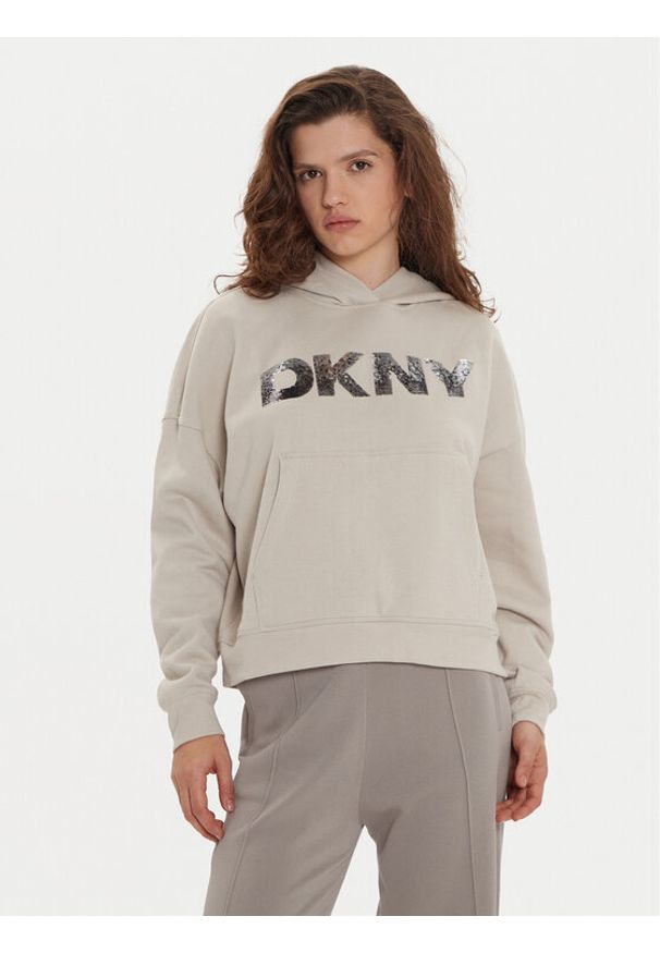 DKNY Bluza DP4T1031 Beżowy Regular Fit. Kolor: beżowy. Materiał: bawełna