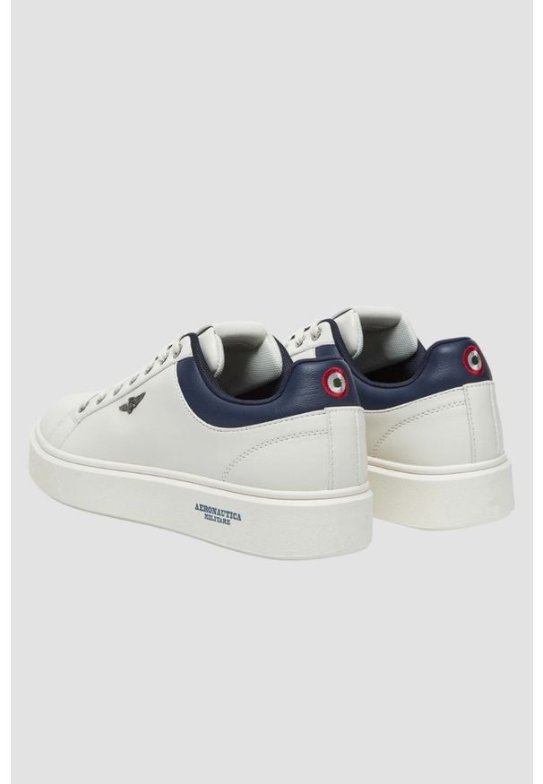 Aeronautica Militare - AERONAUTICA MILITARE Białe sneakersy męskie skórzane, Rozmiar 46. Okazja: na co dzień. Kolor: biały. Materiał: skóra