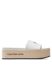 Calvin Klein Jeans Klapki Flatform Sandal Met YW0YW01036 Écru. Materiał: materiał