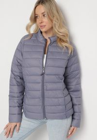 Born2be - Szara Pikowana Kurtka w Klasycznym Stylu Nelaniel. Okazja: na co dzień. Kolor: szary. Materiał: jeans. Styl: klasyczny #1