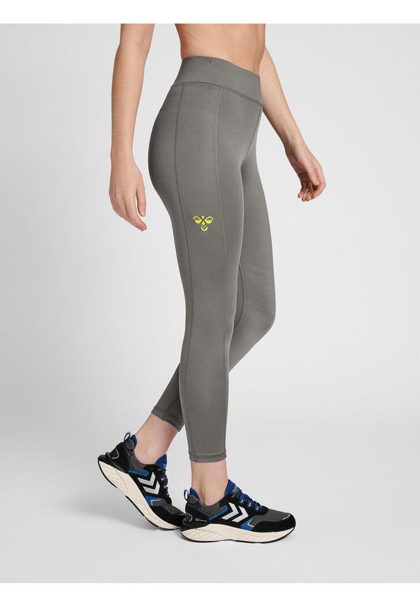 Damskie legginsy 3/4 top Hummel GG-12. Kolor: szary. Materiał: jersey, materiał. Wzór: jodełka, nadruk