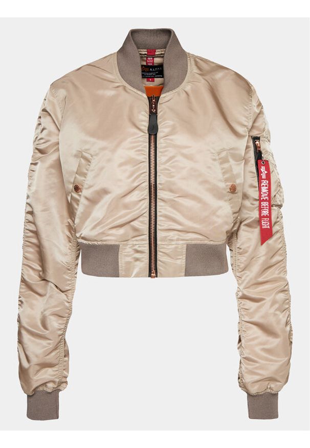 Alpha Industries Kurtka bomber MA-1 136008 Beżowy Loose Fit. Kolor: beżowy. Materiał: syntetyk