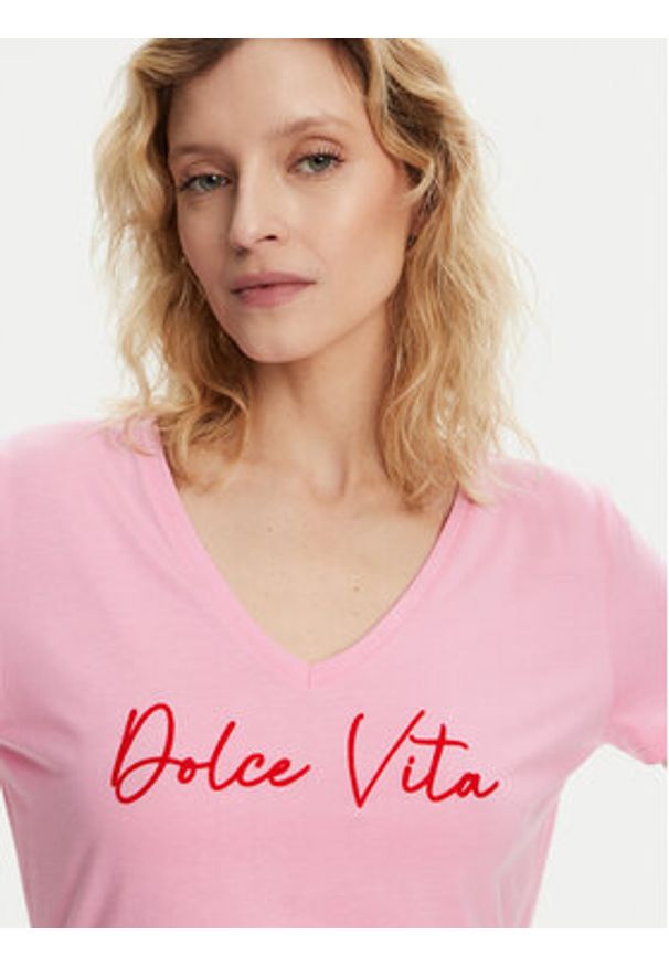 Morgan T-Shirt 251-DOLCE Różowy Regular Fit. Kolor: różowy. Materiał: bawełna