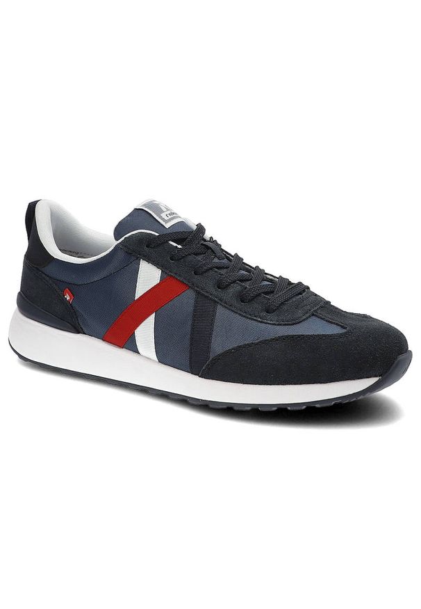 Granatowe Sneakersy Rieker Wygodne Buty Męskie. Okazja: na co dzień. Kolor: niebieski. Materiał: zamsz, materiał, tkanina. Szerokość cholewki: normalna