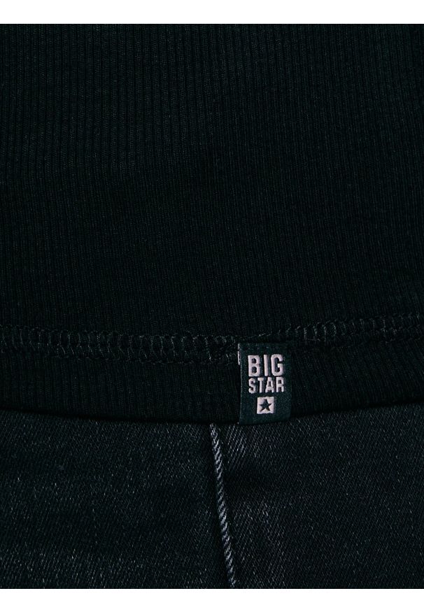 Big-Star - Koszulka męska z prążkowanej dzianiny czarna Basicag 906. Okazja: na co dzień. Kolor: czarny. Materiał: dzianina, prążkowany. Styl: casual