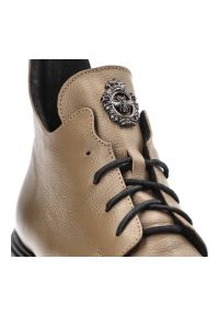 Beżowe Botki Lemar Damskie Eleganckie Obuwie. Kolor: beżowy. Materiał: skóra. Szerokość cholewki: normalna. Styl: elegancki #4