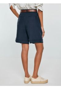 Big-Star - Szorty damskie z domieszką lnu granatowe Maryliana 403. Kolor: niebieski. Materiał: len. Styl: klasyczny, elegancki #4