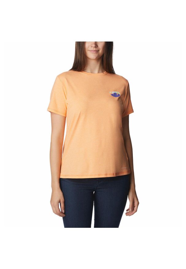 columbia - Koszulka Damska Columbia Sun Trek Graphic Tee II T-Shirt. Kolor: pomarańczowy. Materiał: bawełna. Sport: turystyka piesza