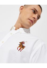 Ralph Lauren - RALPH LAUREN - Koszula z kolorowym haftem Classic Fit. Typ kołnierza: polo. Kolor: biały. Materiał: bawełna. Długość rękawa: długi rękaw. Długość: długie. Wzór: haft, kolorowy