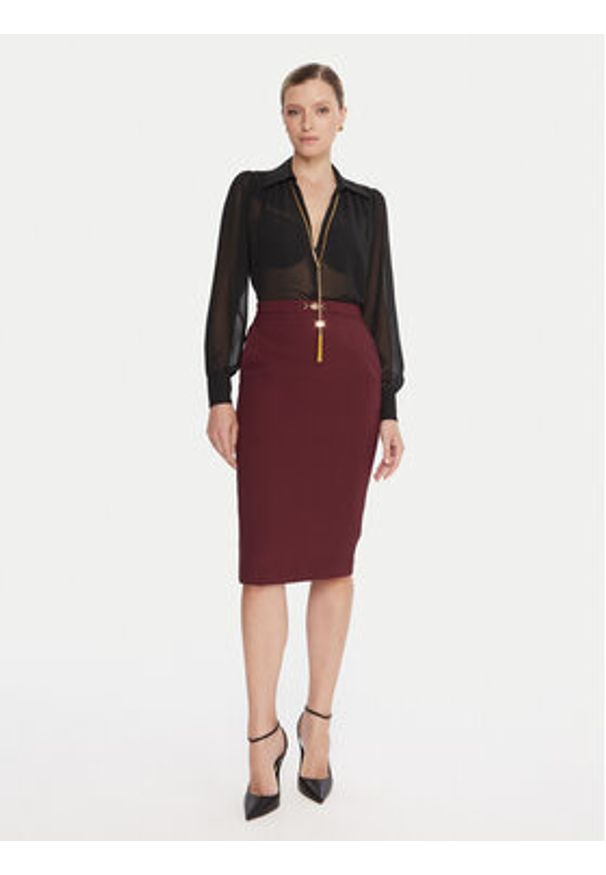 Elisabetta Franchi Bluzka CA-133-57E2-V400 Czarny Regular Fit. Kolor: czarny. Materiał: syntetyk