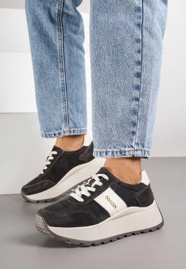 Born2be - Brązowe Zamszowe Sneakersy na Grubej Podeszwie ze Skórzaną Wkładką Latavelle. Okazja: na co dzień. Kolor: brązowy. Materiał: zamsz, skóra. Szerokość cholewki: normalna
