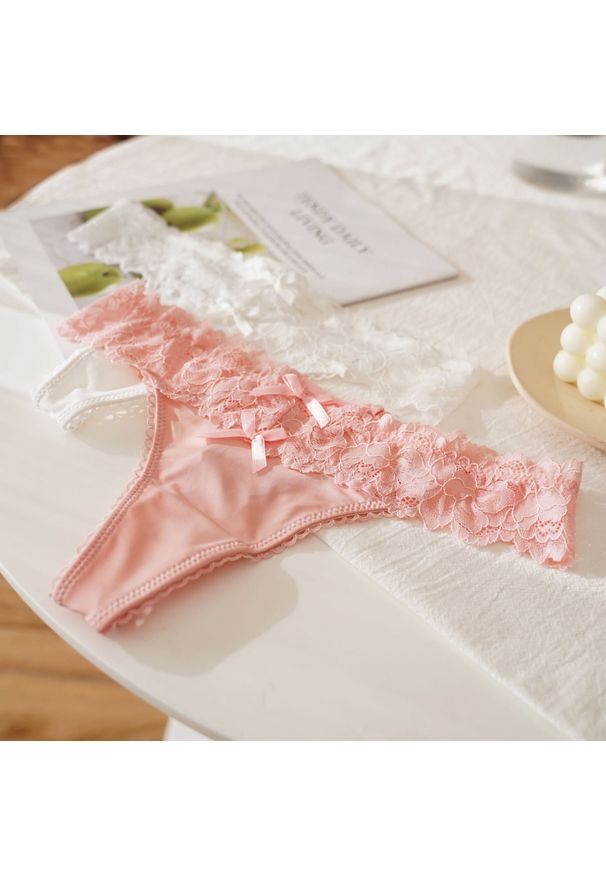 Intica - Stringi koronkowe z gładkim wykończeniem na co dzień i okazje Otha. Kolor: różowy. Materiał: koronka. Wzór: gładki