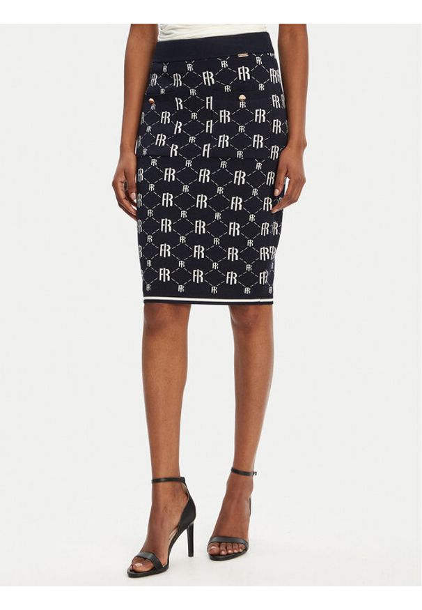 Fracomina Spódnica ołówkowa FR25WG4009K414F8 Granatowy Slim Fit. Kolor: niebieski. Materiał: syntetyk