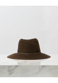 MAISON MICHEL PARIS - Brązowy kapelusz Andre. Kolor: brązowy. Materiał: lakier. Wzór: aplikacja