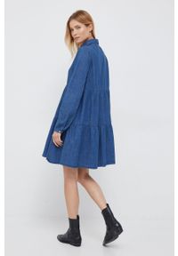 Pepe Jeans sukienka bawełniana mini rozkloszowana. Kolor: niebieski. Materiał: bawełna. Typ sukienki: rozkloszowane. Długość: mini #5