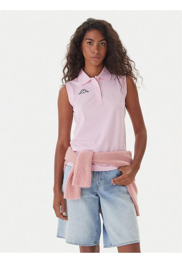 Kappa Polo Logo Tennis 302LR20 Różowy Slim Fit. Typ kołnierza: polo. Kolor: różowy. Materiał: bawełna