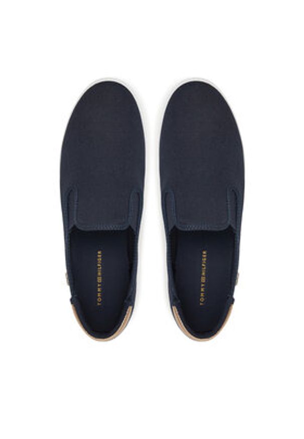 TOMMY HILFIGER - Tommy Hilfiger Tenisówki Vulc Canvas Slip-On Sneaker FW0FW08645 Granatowy. Zapięcie: bez zapięcia. Kolor: niebieski. Materiał: materiał