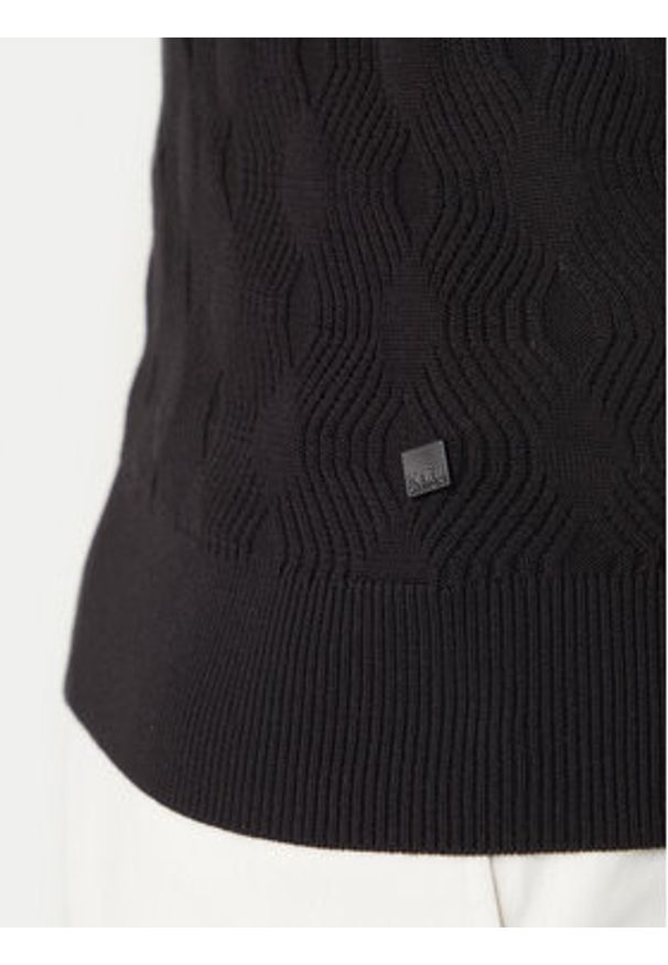 Karl Lagerfeld - KARL LAGERFELD Sweter 655006 562301 Czarny Slim Fit. Typ kołnierza: dekolt w karo. Kolor: czarny. Materiał: bawełna