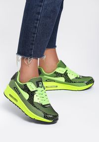 Renee - Zielone Sneakersy Leucolinai. Kolor: zielony. Wzór: napisy #3