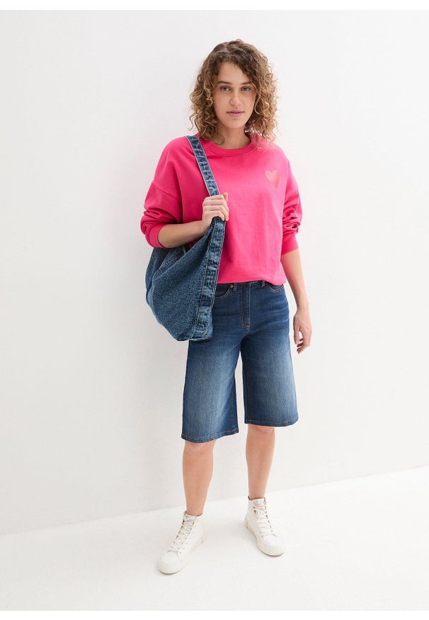 bonprix - Bluza oversize z bawełny organicznej. Kolor: różowy. Materiał: bawełna