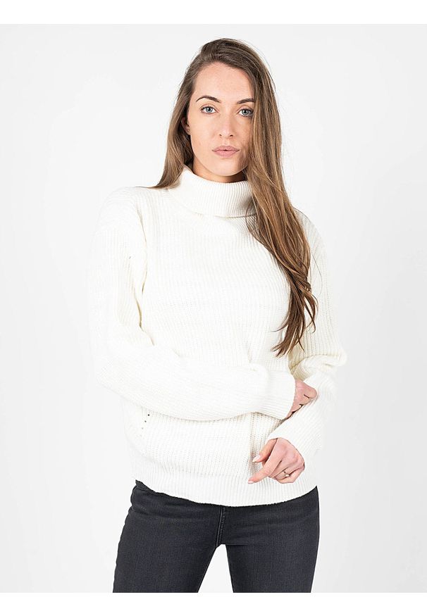 Silvian Heach Sweter | CVA22045LU | Kobieta | Kremowy. Typ kołnierza: golf. Kolor: kremowy. Materiał: poliester, wełna, akryl, nylon, wiskoza. Wzór: ze splotem