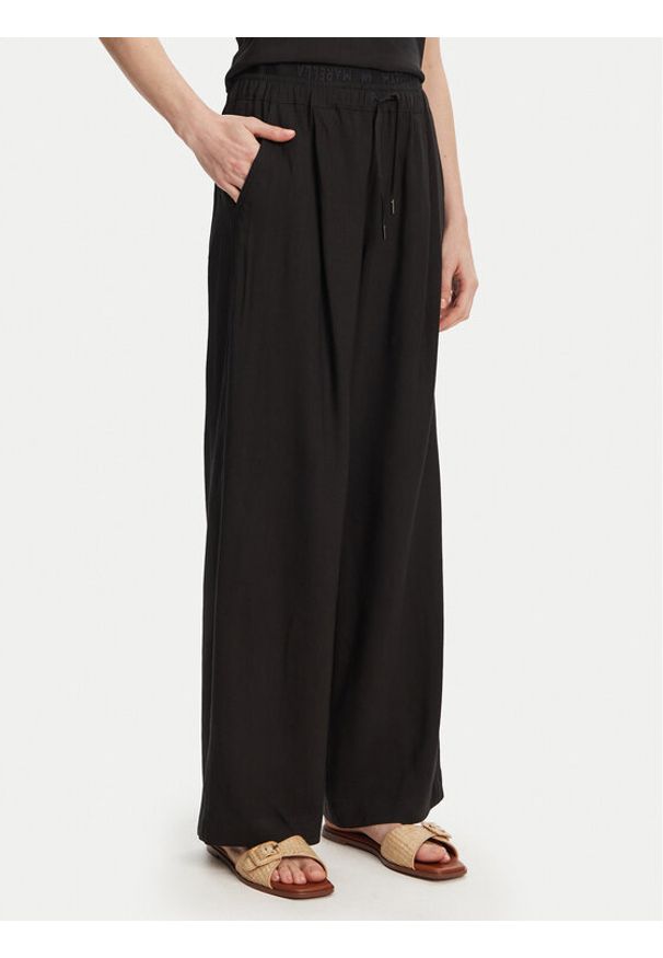 Marella Spodnie materiałowe Fred 2513131085 Czarny Wide Leg. Kolor: czarny. Materiał: len
