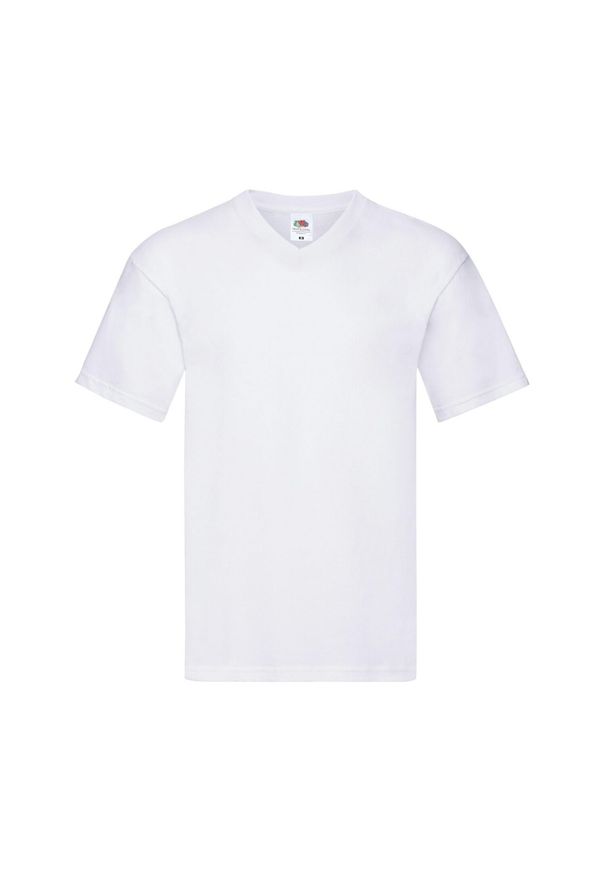 FRUIT OF THE LOOM - Oryginalna Koszulka Unisex Dla Dorosłych Z Dekoltem W Szpic. Kolor: biały