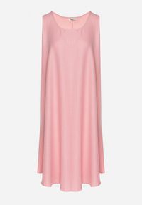 Born2be - Różowa Rozkloszowana Klasyczna Sukienka Lunetira. Okazja: na co dzień, na spacer. Kolor: różowy. Materiał: jeans. Typ sukienki: proste. Styl: klasyczny #5