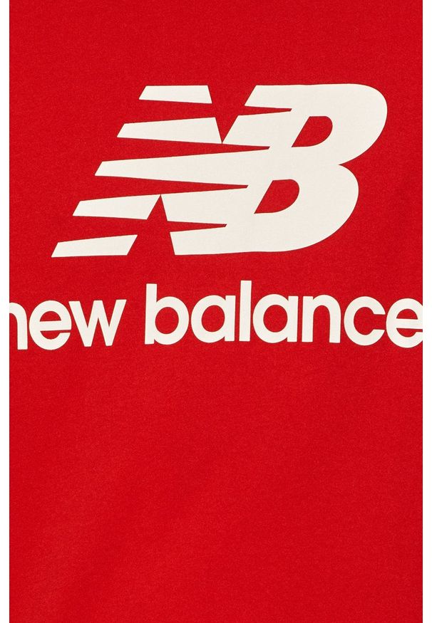 New Balance - T-shirt. Okazja: na co dzień. Kolor: czerwony. Materiał: dzianina. Wzór: nadruk. Styl: casual