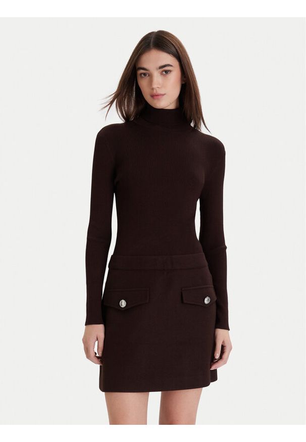 Morgan Sukienka dzianinowa 242-REGOYA Brązowy Slim Fit. Kolor: brązowy. Materiał: wiskoza
