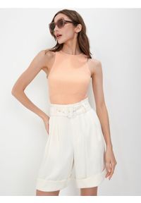 Sinsay - Szorty paperbag - kremowy. Kolor: kremowy. Styl: elegancki
