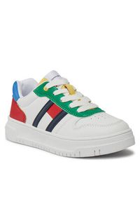 TOMMY HILFIGER - Tommy Hilfiger Sneakersy Flag Low Cut Lace-Up Sneaker T3X9-33369-1355 M Biały. Kolor: biały. Materiał: skóra