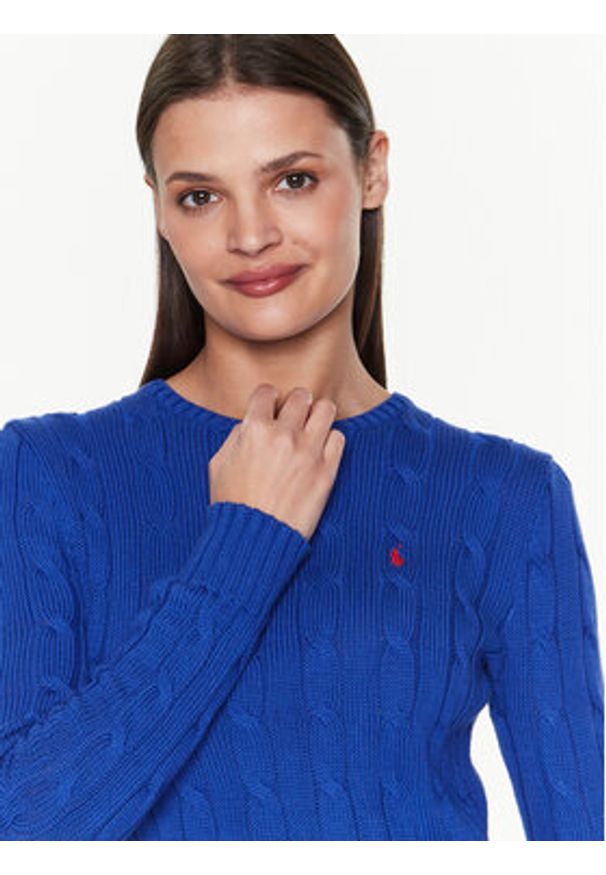 Polo Ralph Lauren Sweter 211891640006 Granatowy Slim Fit. Typ kołnierza: polo. Kolor: niebieski. Materiał: bawełna