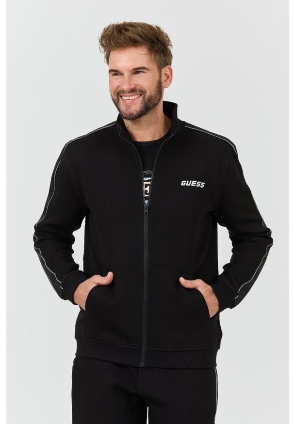 Guess - GUESS Czarna męska bluza Mickey Full Zip, Rozmiar S. Kolor: czarny