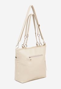 Renee - Beżowa Torebka Typu Shopper z Ozdobnymi Rączkami i Paskiem na Ramię Idaloriela. Kolor: beżowy. Styl: elegancki, casual. Rodzaj torebki: na ramię #3