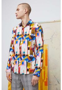 medicine - Medicine koszula męska kolor multicolor regular z kołnierzykiem klasycznym. Typ kołnierza: kołnierzyk klasyczny. Materiał: tkanina. Długość rękawa: długi rękaw. Długość: długie. Styl: klasyczny #1