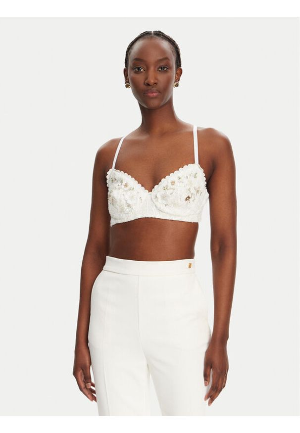 Elisabetta Franchi Top RG00252E2 360 Biały Slim Fit. Kolor: biały. Materiał: syntetyk