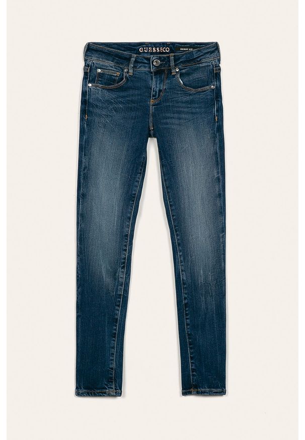 Guess Jeans - Jeansy dziecięce 104-175 cm. Kolor: niebieski. Materiał: bawełna, jeans, denim, lyocell, poliester