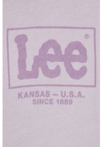 Lee bluza bawełniana męska kolor fioletowy z kapturem z nadrukiem. Typ kołnierza: kaptur. Kolor: fioletowy. Materiał: bawełna. Wzór: nadruk #4