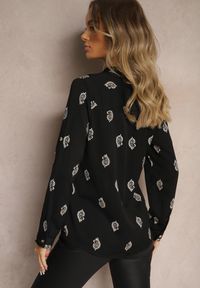 Renee - Czarna Koszula z Drobnym Wzorem Paisley Irithe. Okazja: na spotkanie biznesowe, na co dzień, do pracy. Kolor: czarny. Materiał: jeans. Długość rękawa: długi rękaw. Długość: długie. Wzór: paisley. Styl: elegancki, biznesowy, casual