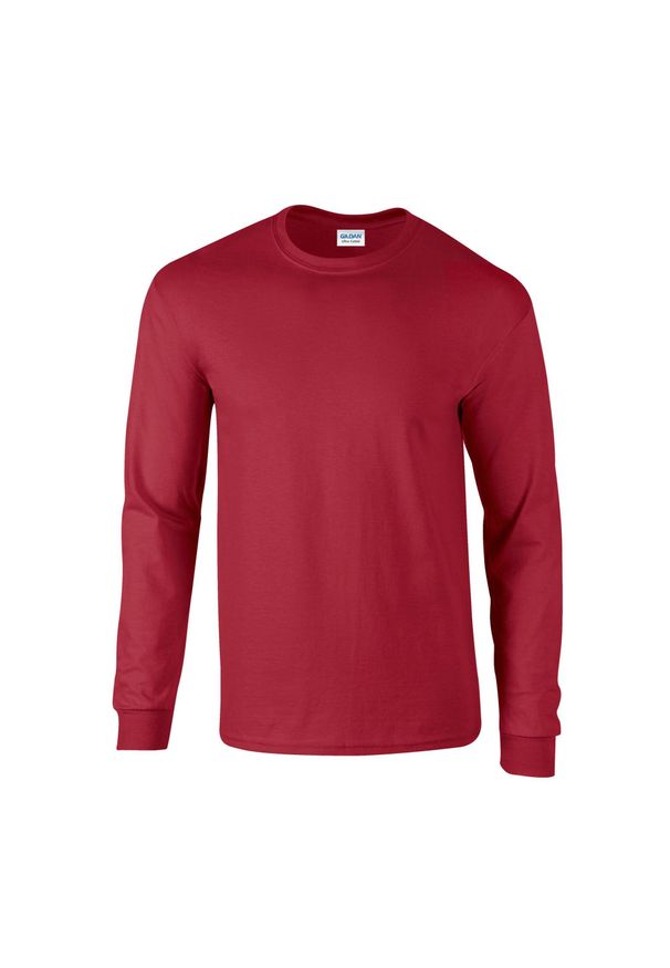 GILDAN - Ultra Bawełniana Koszulka Z Długim Rękawem Unisex Dla Dorosłych. Kolor: czerwony. Materiał: bawełna. Długość rękawa: długi rękaw. Długość: długie. Sport: turystyka piesza